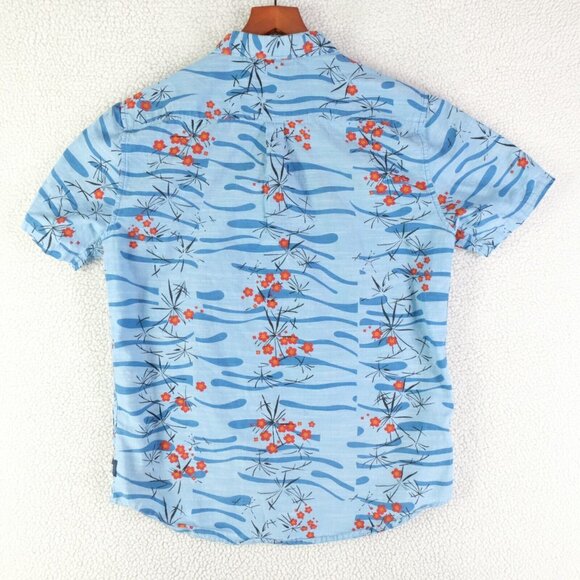 Roark Revival Shirt Mens Medium Blue Floral Retro Button Up Pocket Short Sleeve - Picture 4 of 9